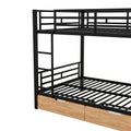 Metal Full Size Convertible Bunk Bed With 2 Drawers, Black Box Spring Not Required Full Black Metal Bedroom Bed Frame Metal & Wood