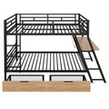 Full Size Metal Bunk Bed With Built In Desk, Light And 2 Drawers, Black Box Spring Not Required Full Black Metal Bedroom Bunk Metal & Wood