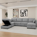 United We Win Modular Sectional Sofa U Shaped Modular Couch With Reversible Chaise Modular Sofa Sectional Couch With Storage Seats Gray Linen