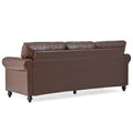 3 Seater Sofa. Brown Pu Foam Fabric 3 Seat