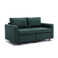 2 Seat Module Sectional Sofa Couch With 1 Ottoman For Living Room,Seat Cushion And Back Cushion Non Removable And Non Washable,Green Green Wood Primary Living Space Soft Modern Rubberwood Foam Linen 2 Seat