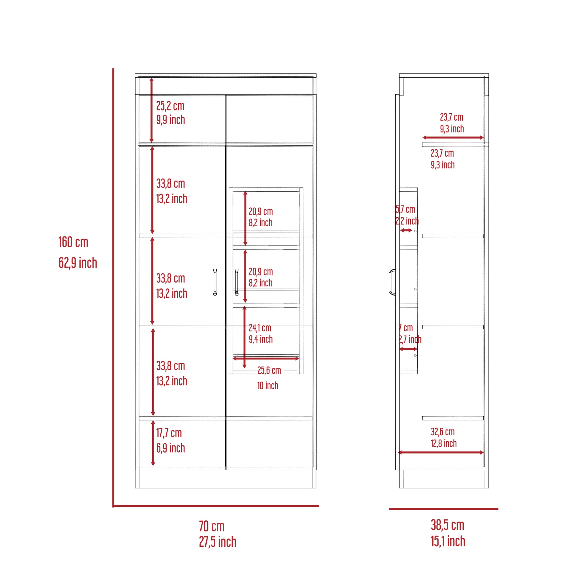 Varese Pantry Cabinet, Double Door,Five Shelves White White Kitchen Open Storage Space Particle Board Particle Board