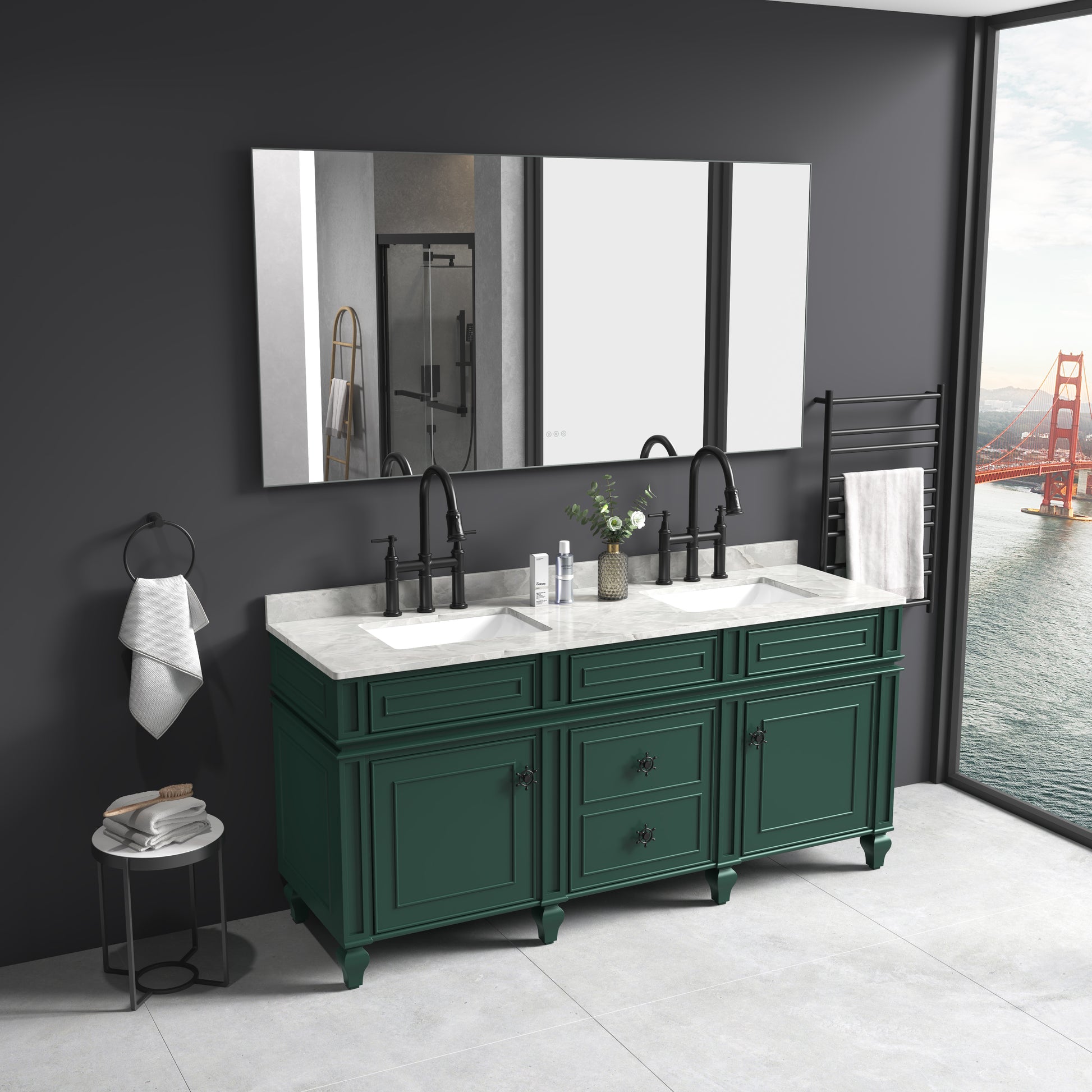 60 X 36Inch Led Mirror Bathroom Vanity Mirror With Back Light, Wall Mount Anti Fog Memory Large Adjustable Vanity Mirror Gunmetal Aluminium