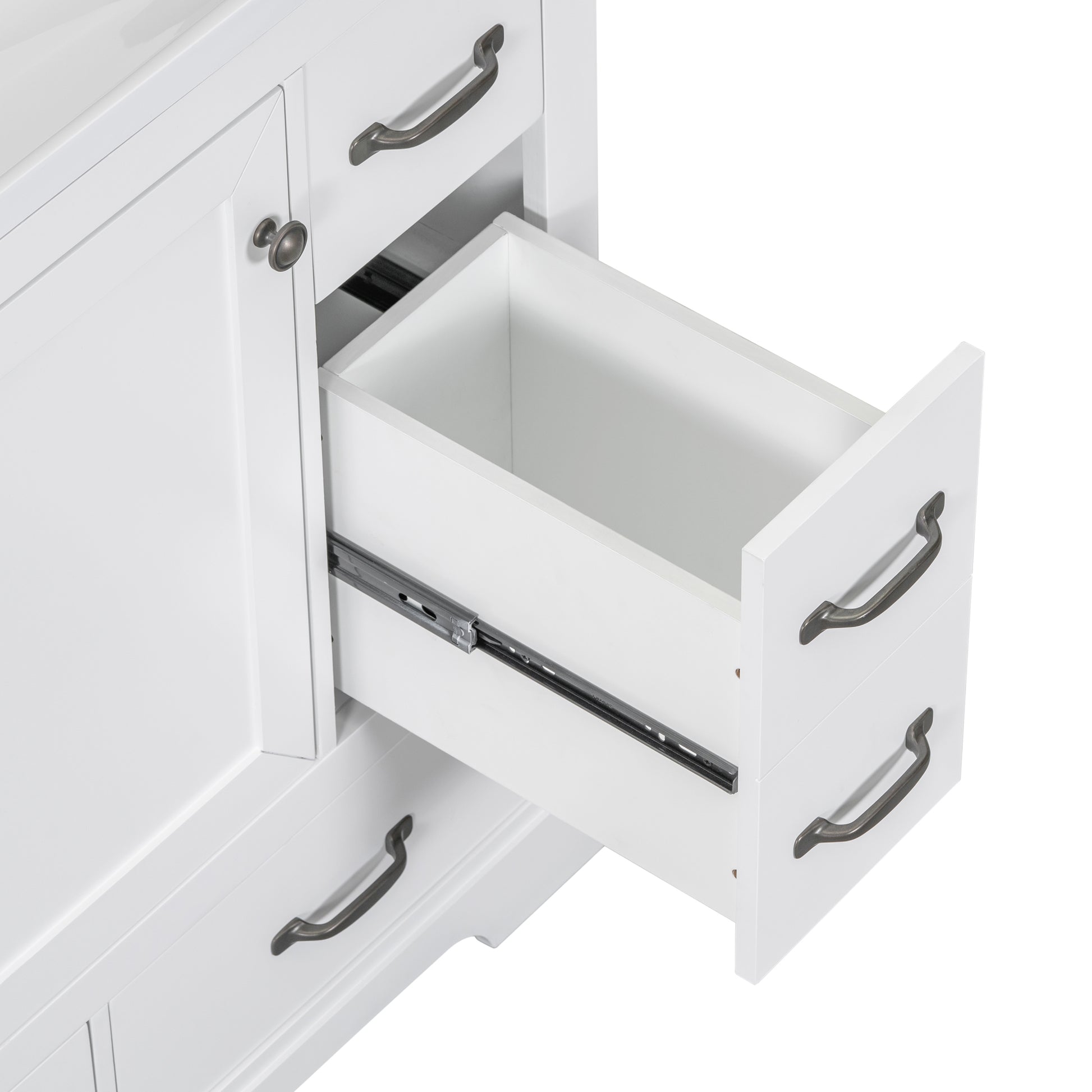 36" Bathroom Vanity With Sink Combo, Six Drawers, Multi Functional Drawer Divider, Adjustable Shelf, White White Solid Wood Mdf