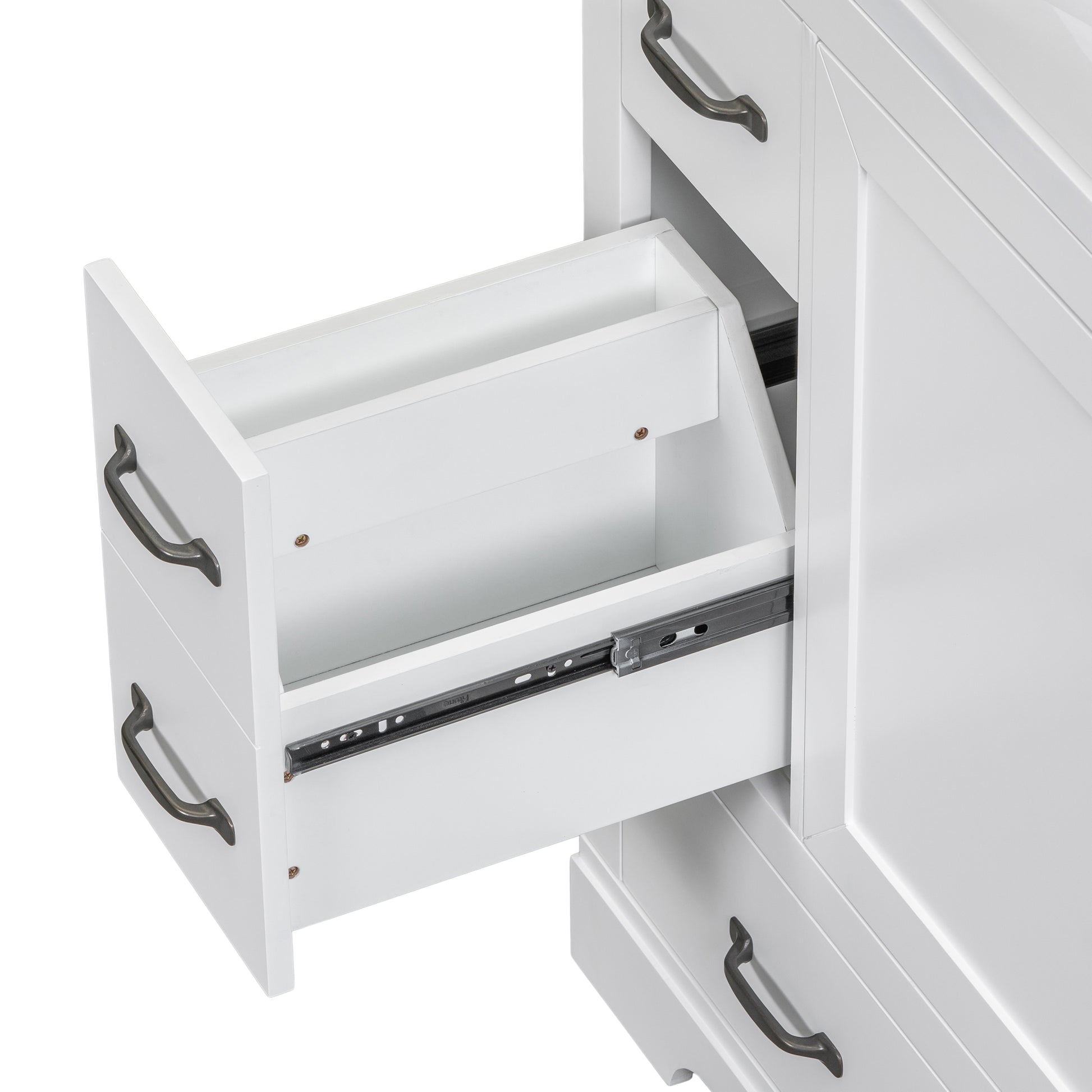 36" Bathroom Vanity With Sink Combo, Six Drawers, Multi Functional Drawer Divider, Adjustable Shelf, White White Solid Wood Mdf
