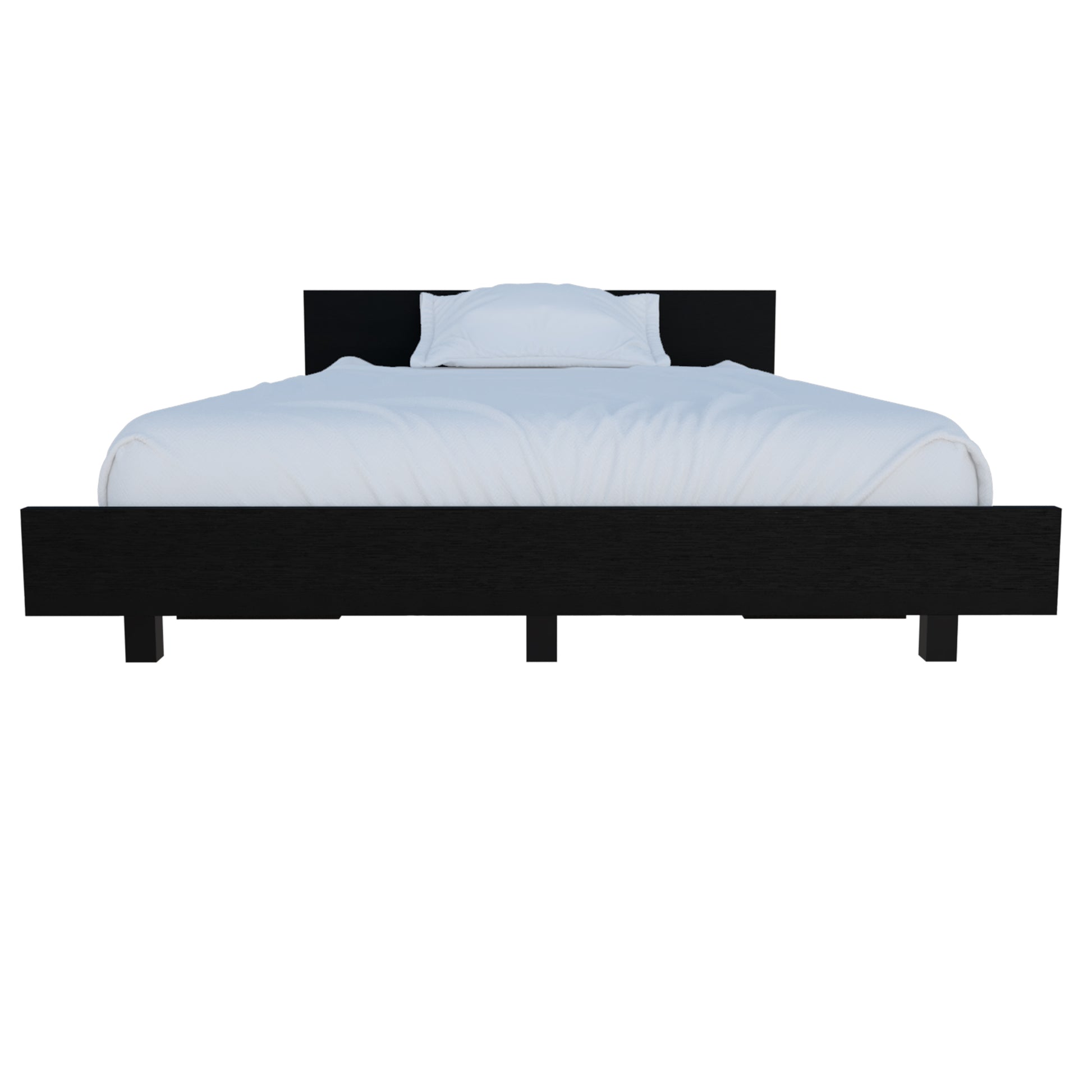 Kaia Twin Bed Base, Headboard Black Twin Black Composite Bedroom Modern Bed Frame Particle Board Particle Board