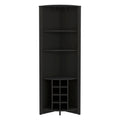 Essential Corner Bar Cabinetthree Shelves, Eight Built In Wine Rack, Two Side Shelves Black Black Dining Room Modern Shelves Included Particle Board