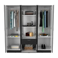 Mitu Six Doors Armoire, Seven Interior Shelves, One Drawer, Rod Black White Black Particle Board