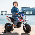 12V Electric Kid Ride Onmotorcycle, Apulia Licensed Motorcycle For Kids, Battery Powered Kids Ride On Motorcycle White, 2 Wheels Motorized Vehicles Children Toys,Led Headlights White Polyethylene