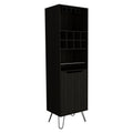 Manhattan L Bar Cabinet, Eight Built In Wine Rack, Two Cabinets With Single Door Black Black Particle Board Particle Board