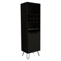 Manhattan Talll Bar Cabinet, Eight Built In Wine Rack, Two Cabinets With Single Door Black Black Particle Board Particle Board