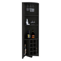 Essential Corner Bar Cabinetthree Shelves, Eight Built In Wine Rack, Two Side Shelves Black Primary Living Space Modern Shelves Included Particle Board