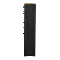 Functional Entryway Organizer With 2 Flip Drawers, Wood Grain Pattern Top Shoe Cabinet With Drawer, Free Standing Shoe Rack With Adjustable Panel For Hallway, Black Freestanding 3 4 Drawers Black Primary Living Space Adjustable Shelves Particle Board