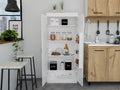 Varese Pantry Cabinet, Double Door,Five Shelves White White Kitchen Open Storage Space Particle Board Particle Board