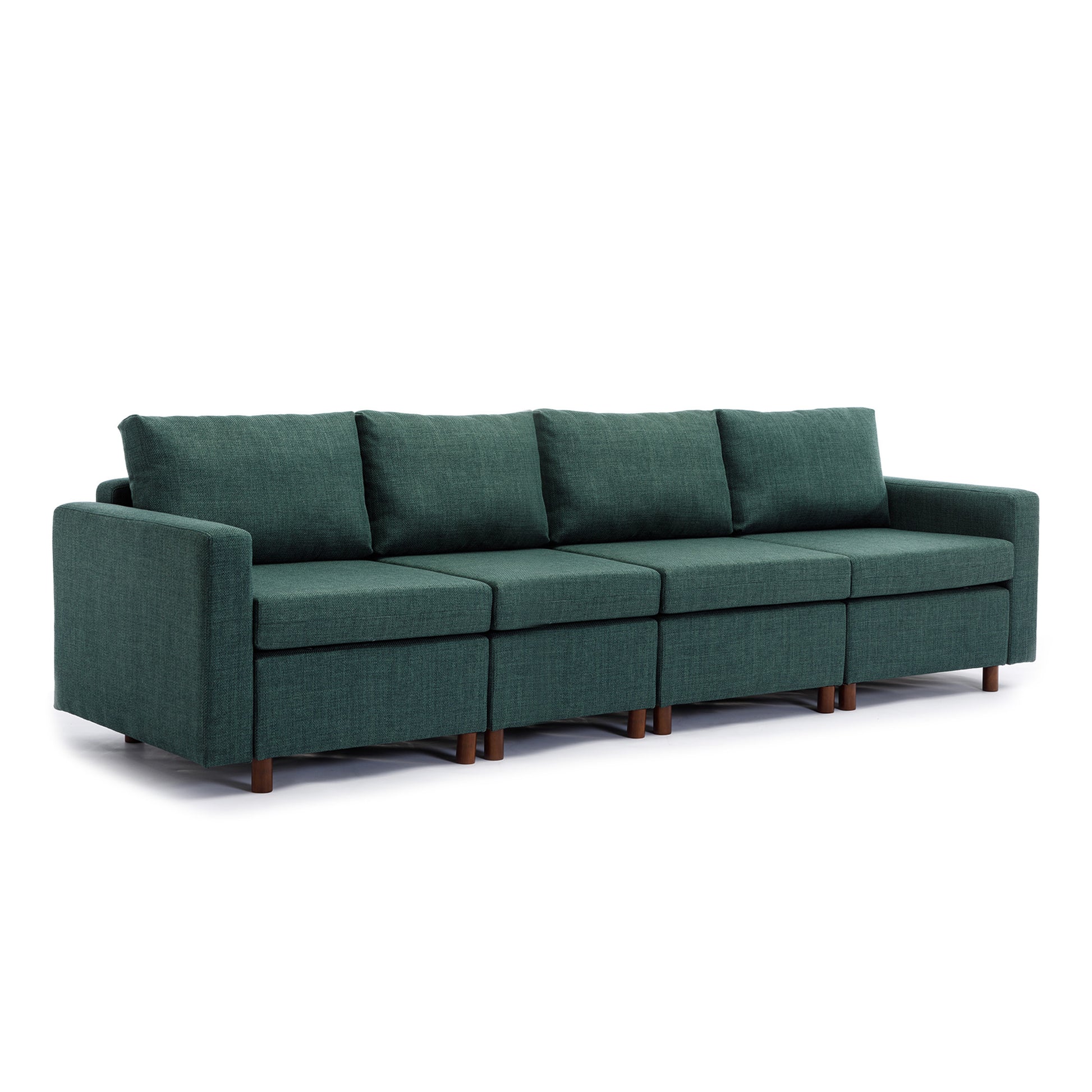 4 Seat Module Sectional Sofa Couch With 1 Ottoman For Living Room,Seat Cushion And Back Cushion Non Removable And Non Washable,Green Green Wood Primary Living Space Soft Modern Rubberwood Foam Linen 4 Seat