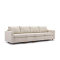 4 Seat Module Sectional Sofa Couch With 2 Ottoman For Living Room,Seat Cushion And Back Cushion Non Removable And Non Washable,Cream Cream Wood Primary Living Space Soft Modern Rubberwood Foam Linen 4 Seat