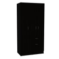 Primavera Armoire, Double Door Cabinets, One Drawer, Metal Rod, Five Shelves Black White Multicolor Particle Board Particle Board