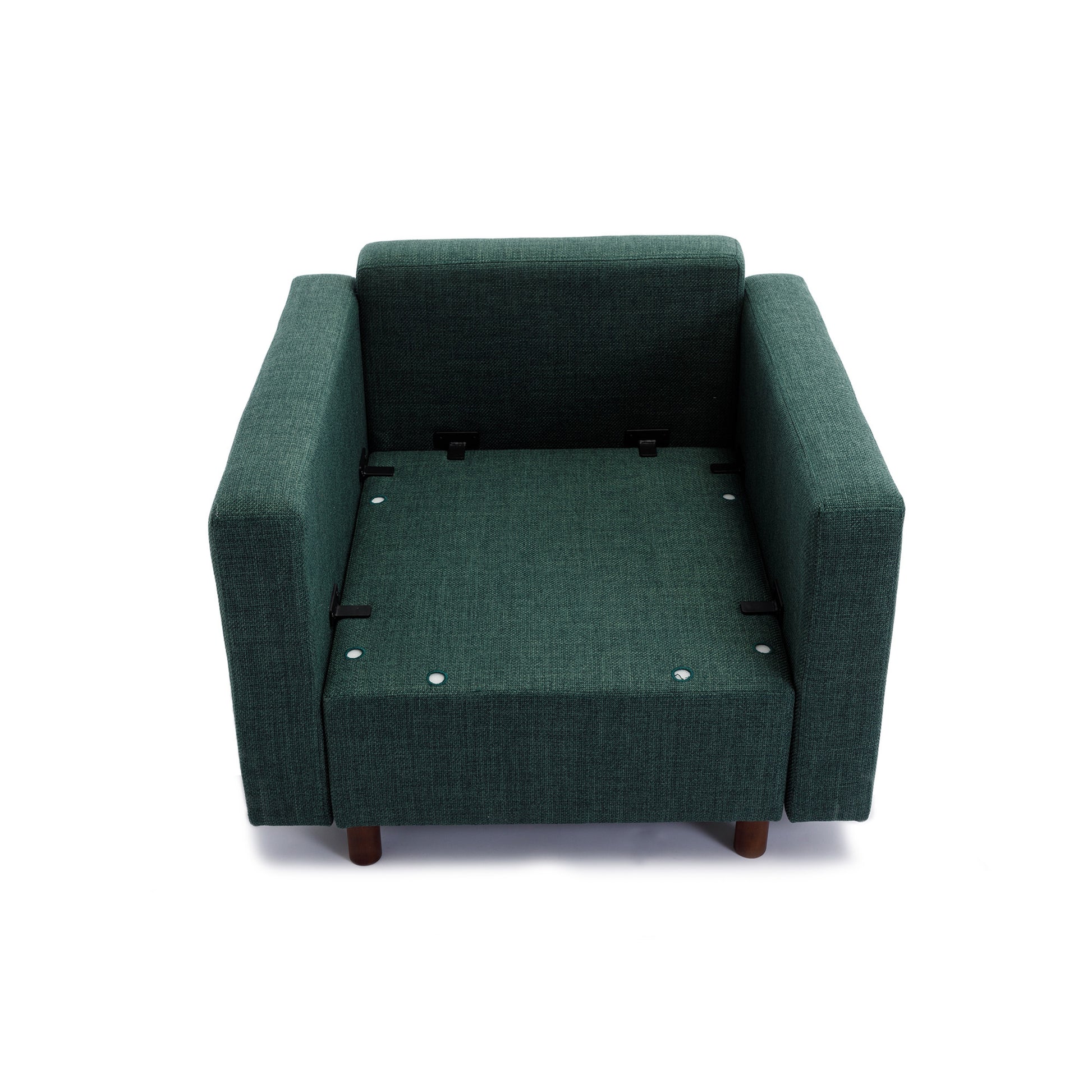 Single Seat Module Sofa Sectional Couch,Cushion Covers Non Removable And Non Washable,Green Green Linen Wood Primary Living Space Soft Cushion Back Modern Rubberwood Square Arms Foam Linen 1 Seat