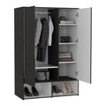 Rosie Armoire, Two Open Shelves, Double Door, Five Shelves, Hanging Rod Black White Multicolor Particle Board Particle Board