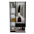 Primavera Armoire, Double Door Cabinets, One Drawer, Metal Rod, Five Shelves Black White Multicolor Particle Board Particle Board