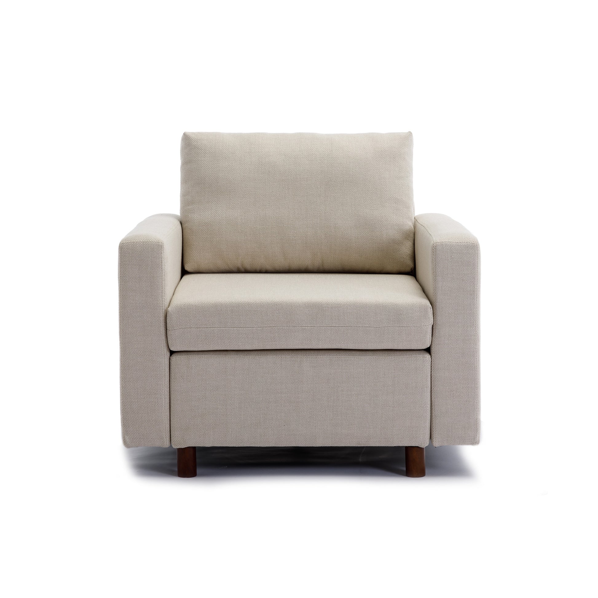 Single Seat Module Sofa Sectional Couch,Cushion Covers Non Removable And Non Washable,Cream Cream Linen Wood Primary Living Space Soft Cushion Back Modern Rubberwood Square Arms Foam Linen 1 Seat