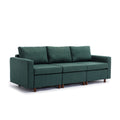 3 Seat Module Sectional Sofa Couch With 2 Ottoman For Living Room,Seat Cushion And Back Cushion Non Removable And Non Washable,Green Green Wood Primary Living Space Soft Modern Rubberwood Foam Linen 3 Seat