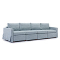 4 Seat Module Sectional Sofa Couch,Seat Cushion And Back Cushion Removable And Washable,Linen Fabric Cover,Light Blue Light Blue Wood Primary Living Space Medium Soft Foam Linen 4 Seat