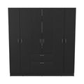 Mitu Six Doors Armoire, Seven Interior Shelves, One Drawer, Rod Black White Black Particle Board