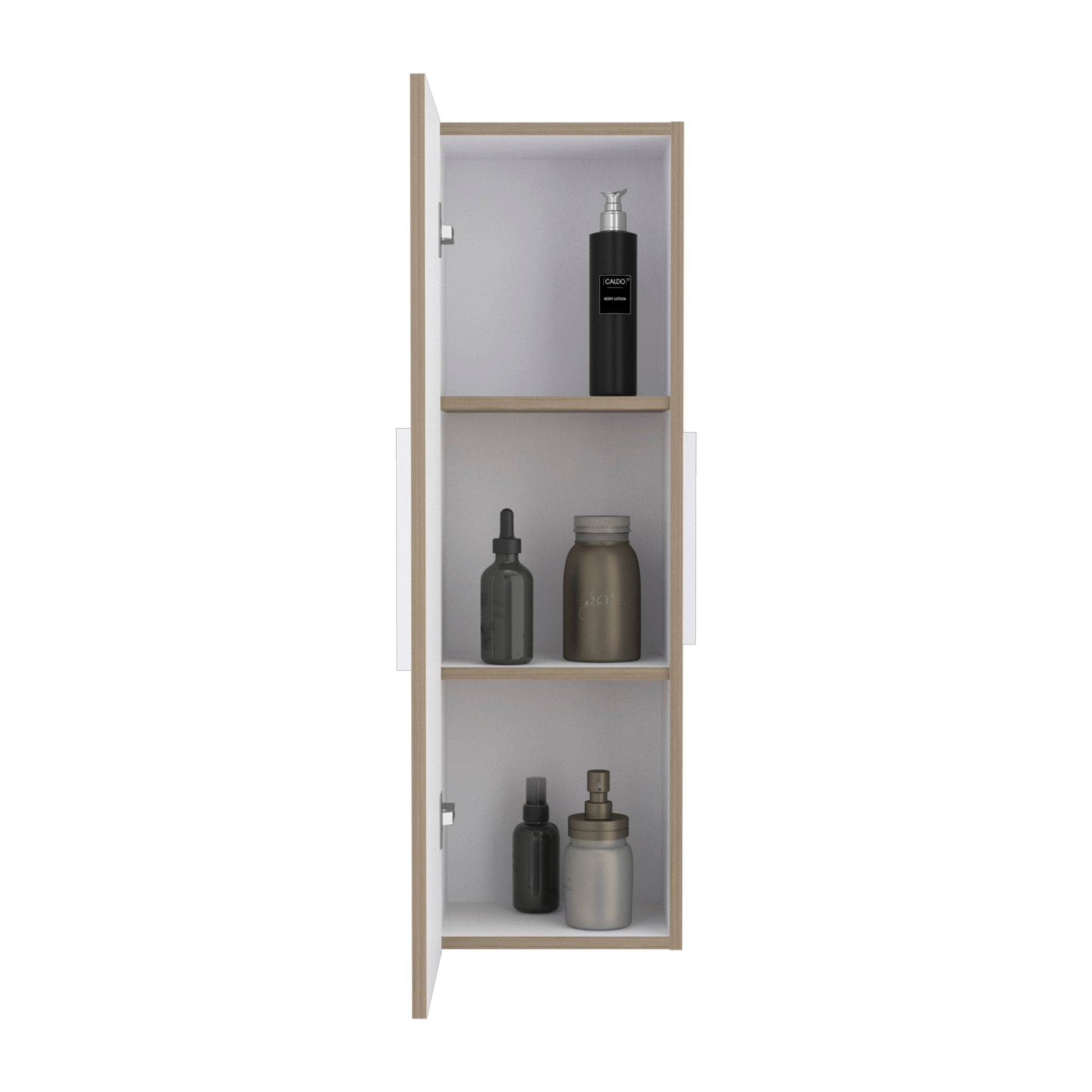 Vanguard Medicine Cabinet, Three Shelves, Single Door Cabinet Pearl White Multicolor Particle Board Particle Board