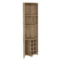 Essential Corner Bar Cabinetthree Shelves, Eight Built In Wine Rack, Two Side Shelves Macadamia Light Oak Dining Room Modern Shelves Included Particle Board