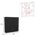 Mitu Six Doors Armoire, Seven Interior Shelves, One Drawer, Rod Black White Black Particle Board