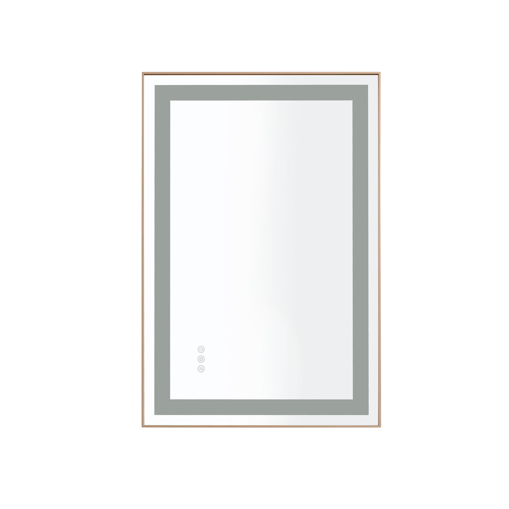 36*24 Led Lighted Bathroom Wall Mounted Mirror With High Lumen Anti Fog Separately Control Gold Aluminium