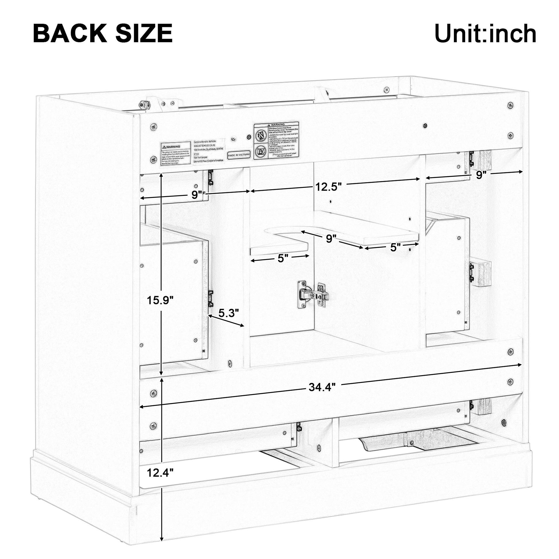 36" Bathroom Vanity With Sink Combo, Six Drawers, Multi Functional Drawer Divider, Adjustable Shelf, White Old Sku:Sy999808Aak White Solid Wood Mdf