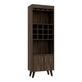 Oslo Bar Cabinet, Twelve Built In Wine Rack, Double Door Cabinet, Two Shelves Dark Walnut Black Dark Walnut Particle Board Particle Board