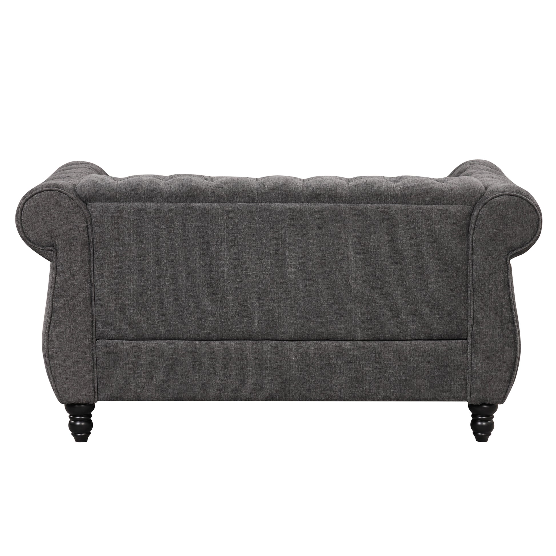 60" Modern Sofa Dutch Plush Upholstered Sofa, Solid Wood Legs, Buttoned Tufted Backrest, Gray Gray Foam Polyester