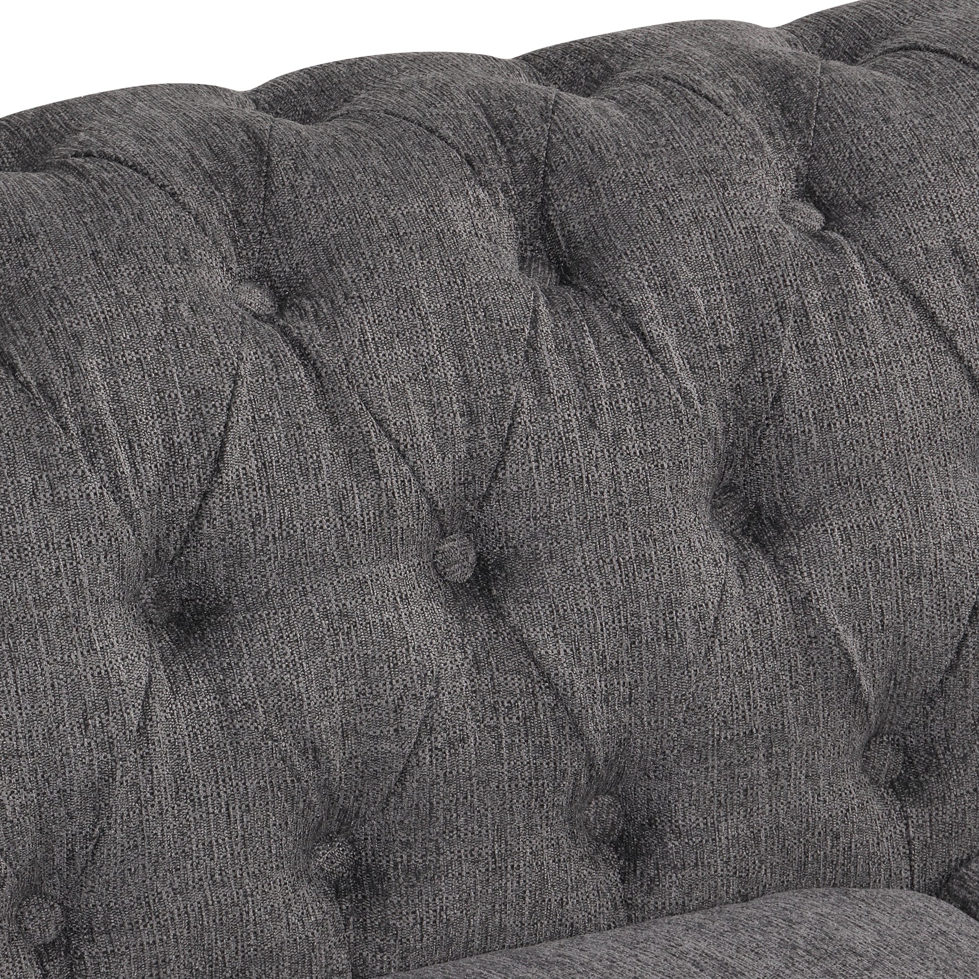 60" Modern Sofa Dutch Plush Upholstered Sofa, Solid Wood Legs, Buttoned Tufted Backrest, Gray Gray Foam Polyester