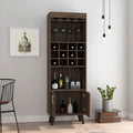 Oslo Bar Cabinet, Twelve Built In Wine Rack, Double Door Cabinet, Two Shelves Dark Walnut Black Dark Walnut Particle Board Particle Board