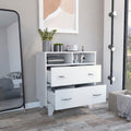 Portanova Two Drawer Dresser, Two Open Shelves, Superior Top, Four Legs White White Drawer 2 Drawers Bedroom Shelf Modern Particle Board Particle Board