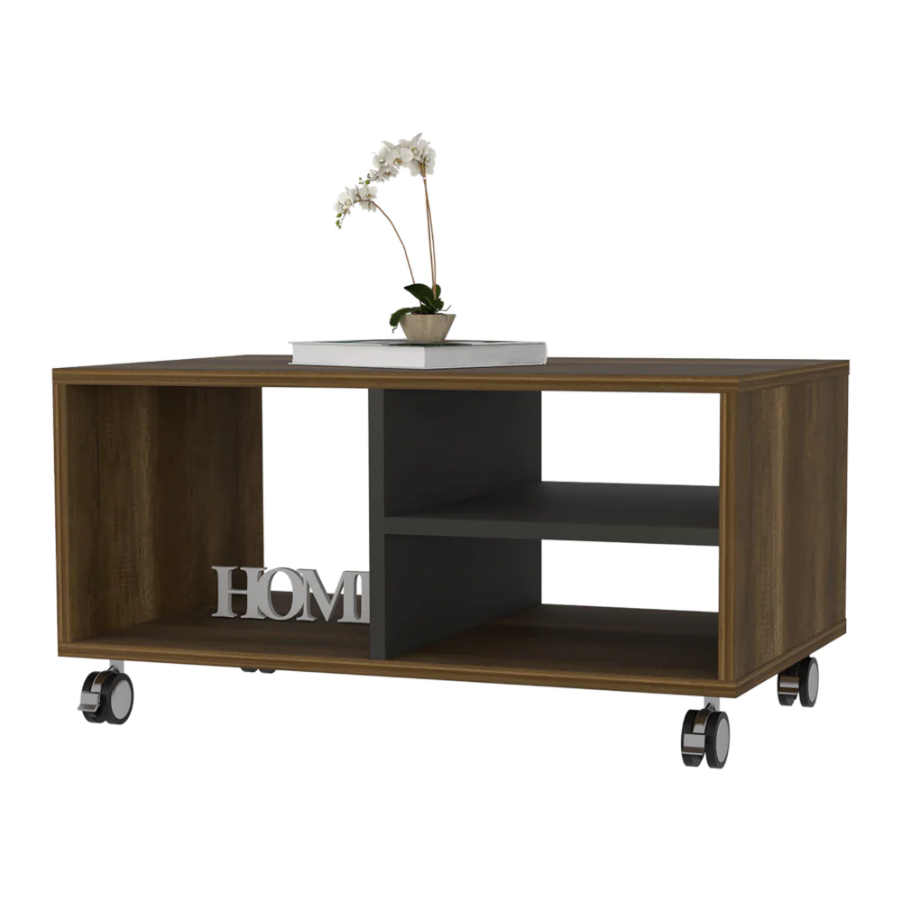 Willow 3 Shelf Rectangle Coffee Table Walnut And Black Brown Primary Living Space Contemporary Shelves Rectangular Particle Board