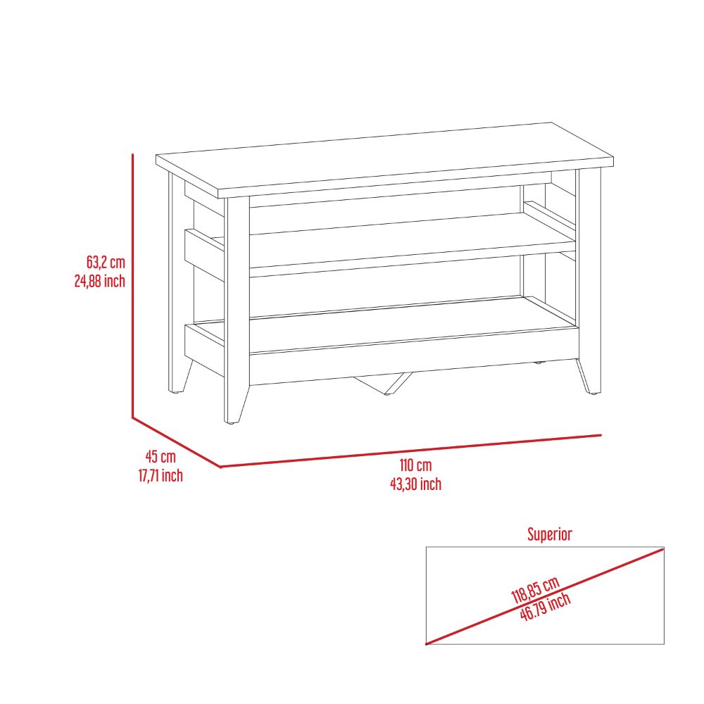 Misuri Storage Bench, Four Legs, Two Open Shelves Light Oak Beige Primary Living Space Modern Particle Board Particle Board