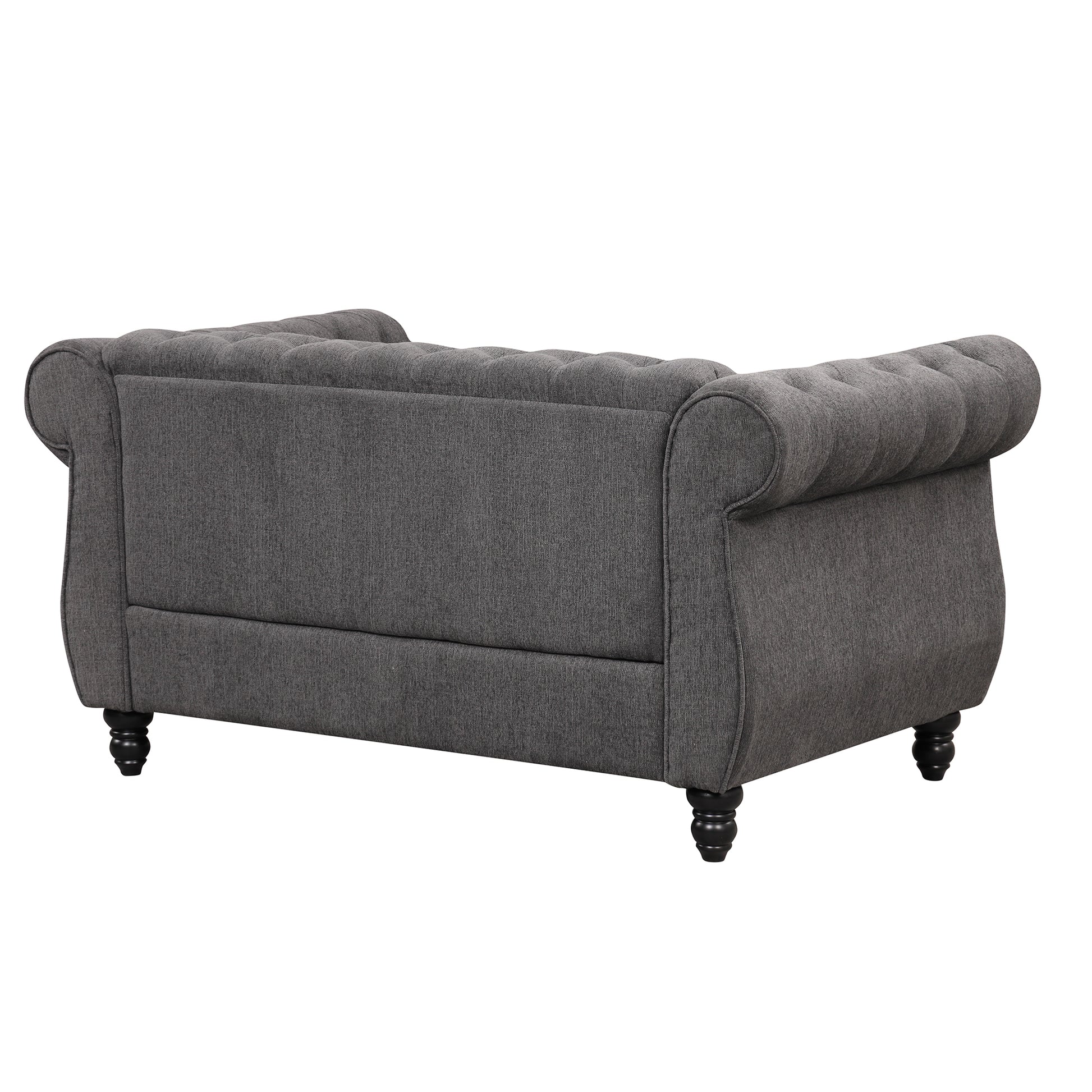 60" Modern Sofa Dutch Plush Upholstered Sofa, Solid Wood Legs, Buttoned Tufted Backrest, Gray Gray Foam Polyester