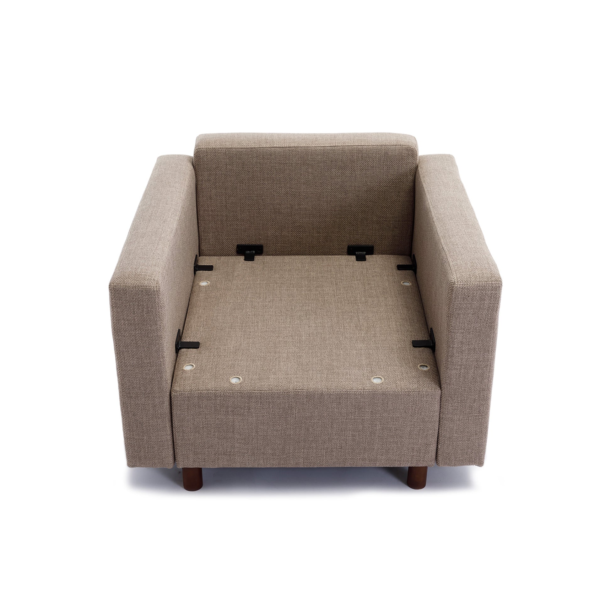 4 Seat Module Sectional Sofa Couch With 1 Ottoman For Living Room,Seat Cushion And Back Cushion Non Removable And Non Washable,Brown Brown Wood Primary Living Space Soft Modern Rubberwood Foam Linen 4 Seat