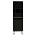 Manhattan Talll Bar Cabinet, Eight Built In Wine Rack, Two Cabinets With Single Door Black Black Particle Board Particle Board