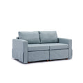 2 Seat Module Sectional Sofa Couch,Seat Cushion And Back Cushion Removable And Washable,Linen Fabric Cover,Light Blue Light Blue Wood Primary Living Space Medium Soft Foam Linen 2 Seat