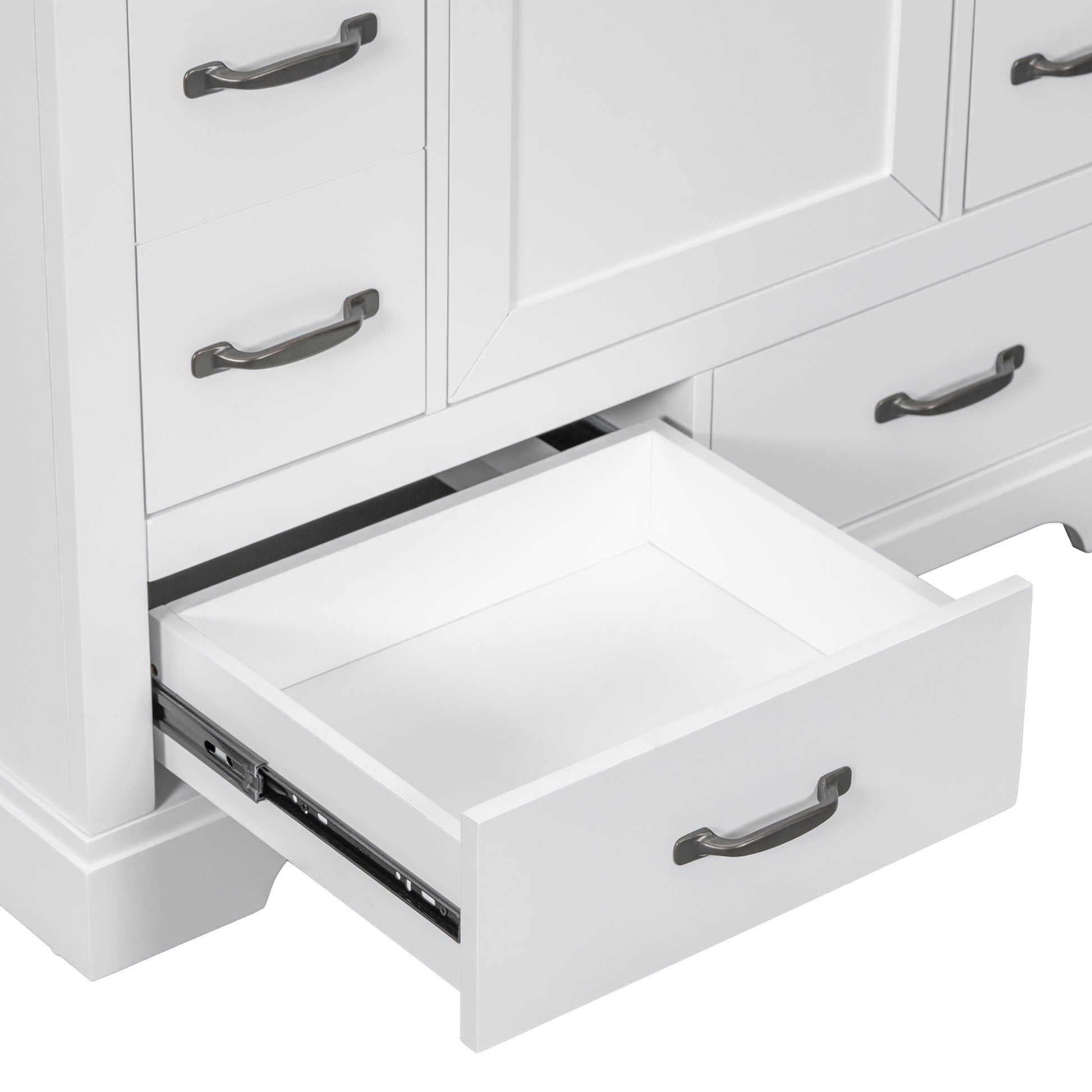 36" Bathroom Vanity With Sink Combo, Six Drawers, Multi Functional Drawer Divider, Adjustable Shelf, White Old Sku:Sy999808Aak White Solid Wood Mdf