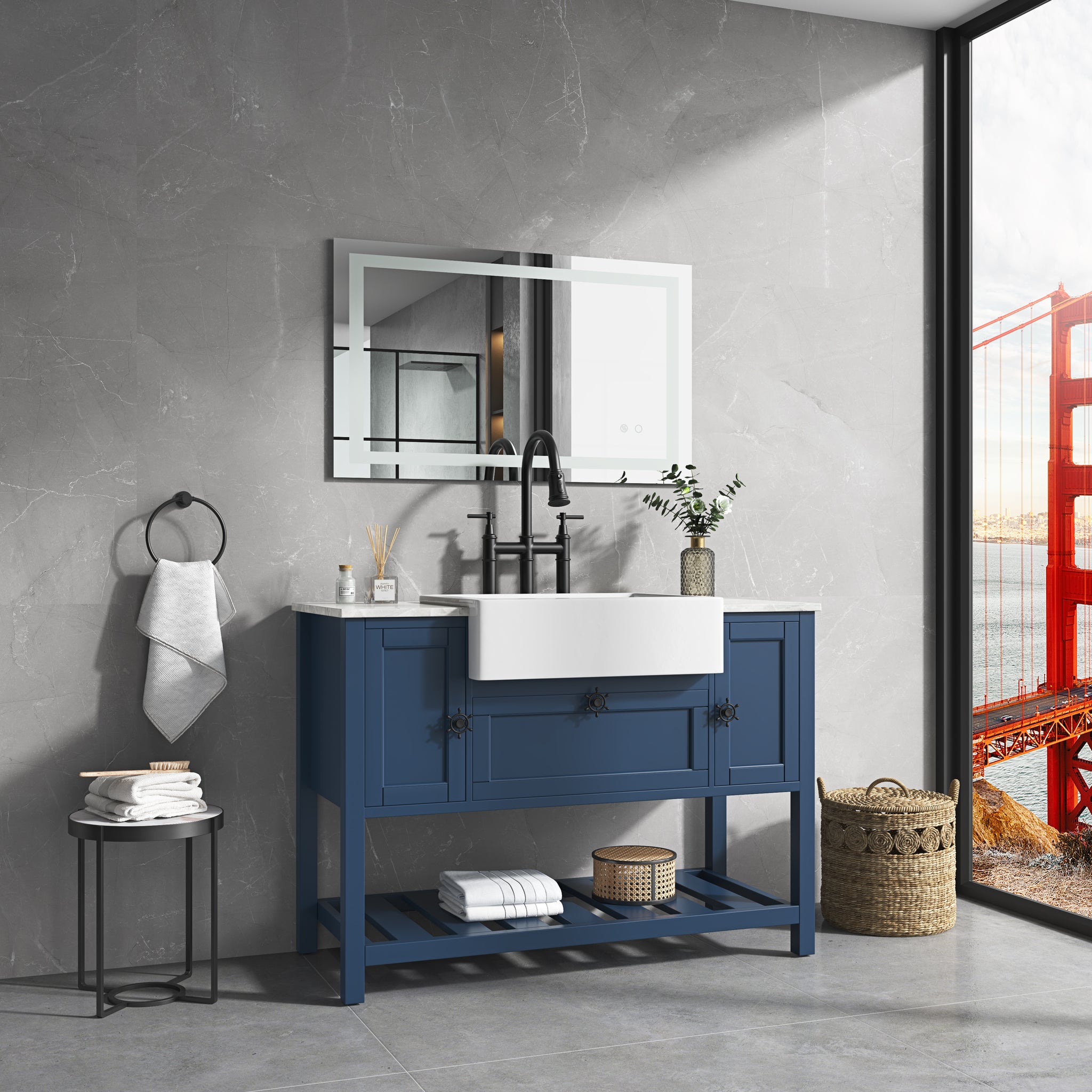 Led Bathroom Mirror 40 "X 30 " With Front And Backlight, Large Dimmable Wall Mirrors With Anti Fog, Memory, 3 Colors, Led Vanity Mirror White Aluminium