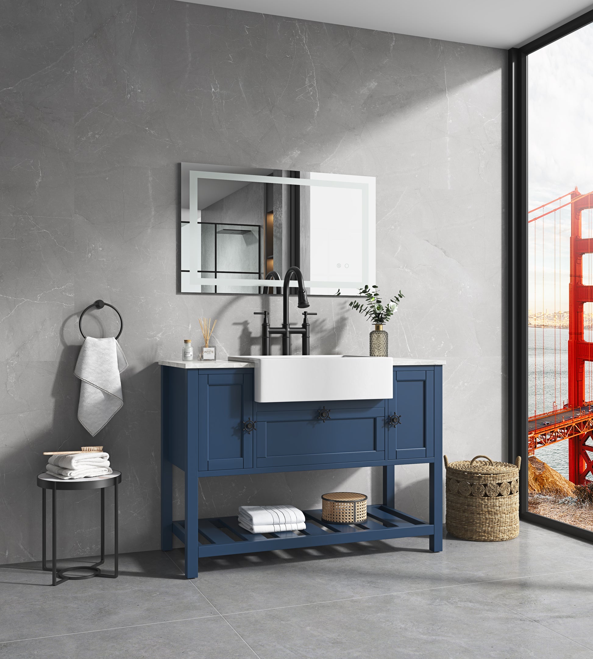 Led Bathroom Mirror 40 "X 30 " With Front And Backlight, Large Dimmable Wall Mirrors With Anti Fog, Memory, 3 Colors, Led Vanity Mirror White Aluminium