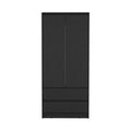 Austin 2 Drawers Armoire, Double Door, Hanging Rod Black Black Bedroom Modern Particle Board Particle Board