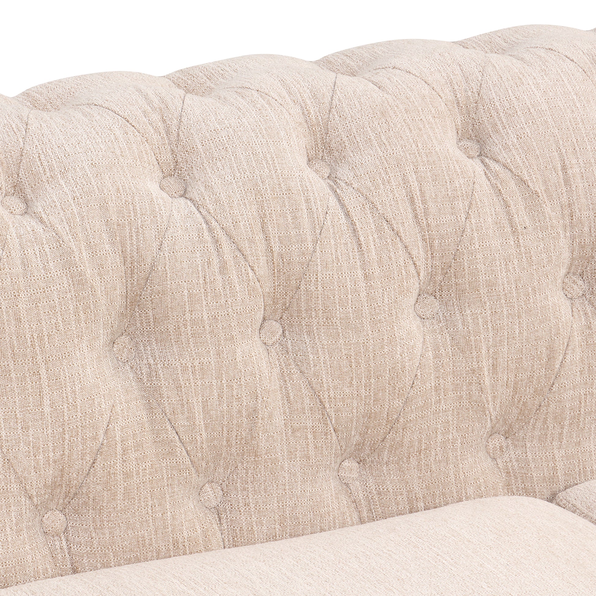 60" Modern Sofa Dutch Plush Upholstered Sofa, Solid Wood Legs, Buttoned Tufted Backrest, Beige Beige Foam Polyester