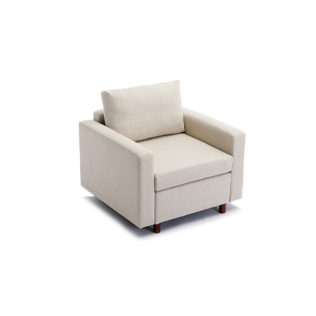 Single Seat Module Sofa Sectional Couch,Cushion Covers Non Removable And Non Washable,Cream Cream Linen Wood Primary Living Space Soft Cushion Back Modern Rubberwood Square Arms Foam Linen 1 Seat